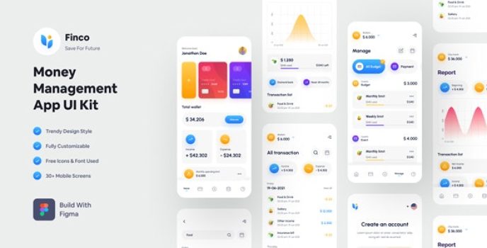 Finco – Money Management App Figma UI Kit