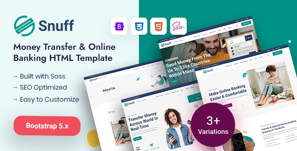 Snuff - Money Transfer & Banking HTML Template 1.2