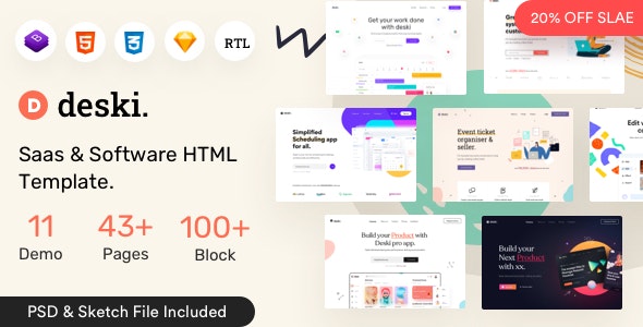 Deski - Saas & Software HTML + RTL Template