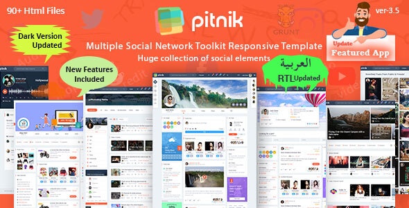 Pitnik - Social Network Social Media Community UI Toolkit Responsive Template