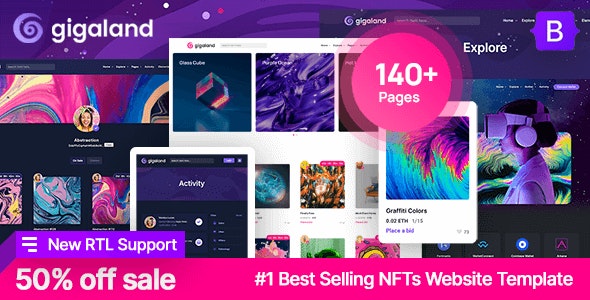 Gigaland - NFT Marketplace HTML Template + RTL 1.8.9