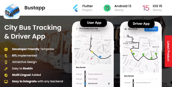 4 App Templates| City Bus Tracking App| Bus Ticket Booking App| City Bus Driver Rider App| Bustapp 1.2