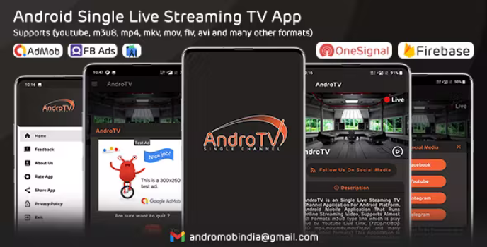AndroTV – Android Single TV App (Live Streaming) with Admin Panel