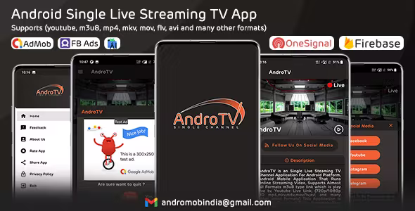 AndroTV - Android Single TV App (Live Streaming) with Admin Panel