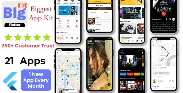 Flutter UI Kit | BigKit - Biggest Flutter App Template Kit - 36 Apps