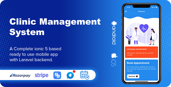 CMS - Clinic Management System ionic 5 Complete mobile app for android & ios (Php Laravel backend)