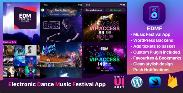 EDMF - Music Festival IOS App with WordPress backend.
