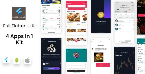 MEGA FLUTTER Combo UI kit - 4 apps in 1 Template