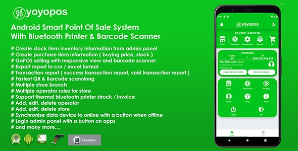 YoyoPOS - Point Of Sales for Android APP with Barcode Scanner and API
