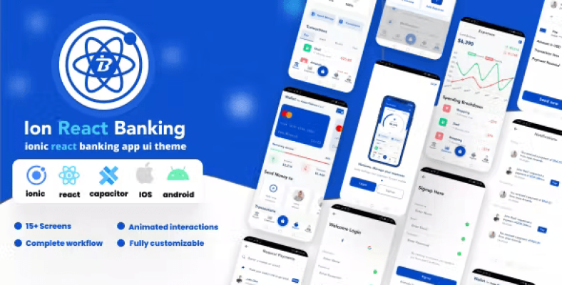 Ion React Banking - ionic react banking app ui theme - Nulled