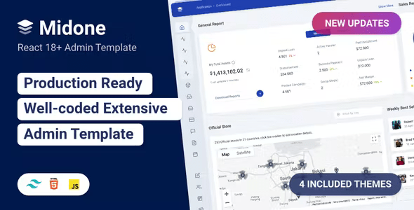 Midone - Tailwind CSS React Admin Dashboard Template + HTML Version ...
