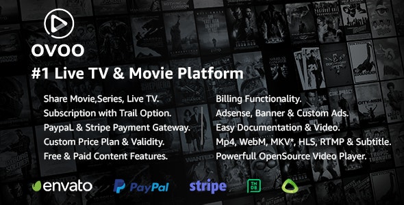OVOO - Live TV & Movie Portal CMS with Membership System 3.3.3