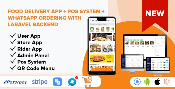 Food Delivery App + POS System + WhatsApp Ordering - Complete SaaS Solution (ionic 5 & Laravel)