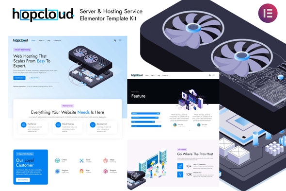 Hopcloud - Server & Hosting Service Elementor Template Kit