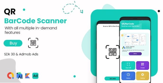QR Scanner & Generater+ BarCode Scanner – Android App with – Admob Ads