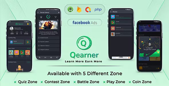 Qearner - Quiz App | Android Quiz game with Earning System + Admin panel