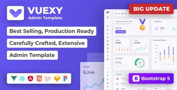 Vuexy – Vuejs, Nuxt, Next.js, HTML, Laravel, Asp.Net  Django Admin Dashboard Template