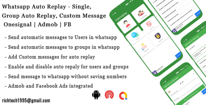 Whatsapp Auto Replay – Single, Group Auto Replay| Onesignal | Admob | FB | IN App