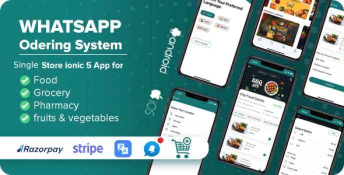 Whatsapp Ordering – Single Store ionic 5 App for Food, Grocery, Pharmacy, fruits & vegetables orders