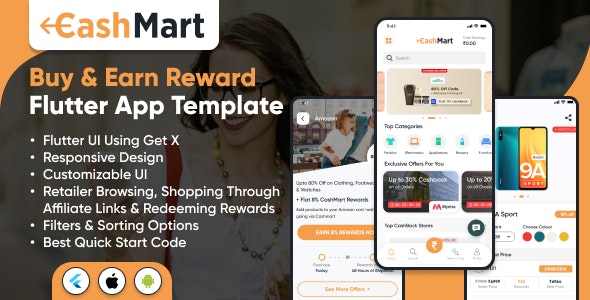 CashMart - Shop  Earn Rewards App Template - Flutter mobile app Template using GetX