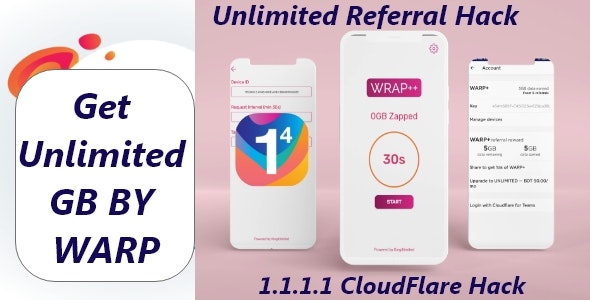 Android app for getting unlimited WARP+ data on Cloudflare's 1.1.1.1