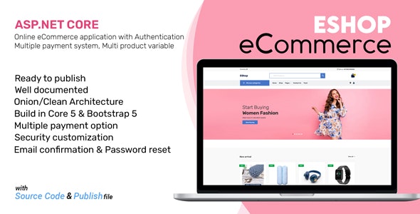 EShop Ecommerce Shop - ASP.NET CORE MVC Online Ecommerce Application | Onion/Clean Architecture | EF