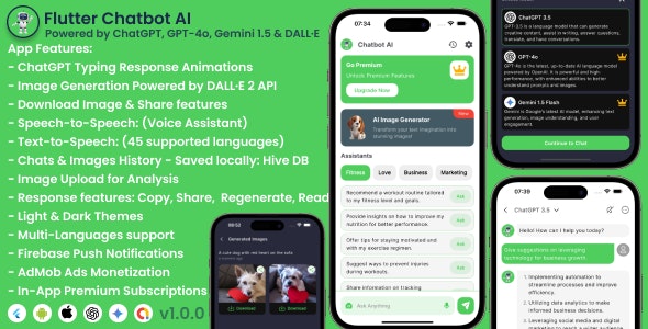 Flutter Chatbot AI - Powered by ChatGPT, GPT-4o  Gemini 2.0 | Image Generator | Voice Assistant