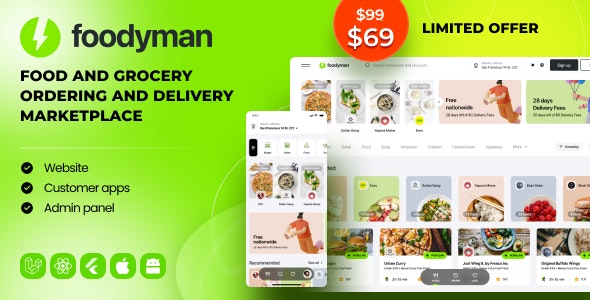 Foodyman - Multi-Restaurant Food Ordering and Delivery Marketplace (Web Customer Apps)