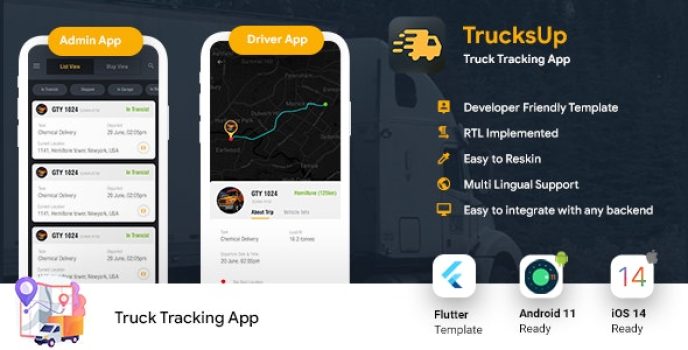 4 App Template| Truck Tracking| Truck Transportation Business| Truck Driver| Logistics| TrucksUp