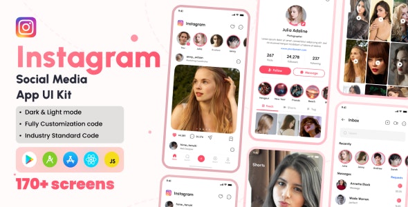 Instagram - Social Media React Native CLI Ui Kit