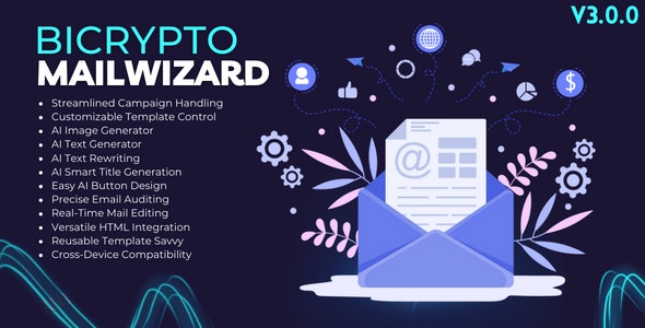 MailWizard Addon For Bicrypto - AI Image Generator, AI Content Generator, DragDrop Email Editor