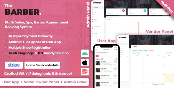 Multi Salon, Spa, Barber Appointment Booking System | Adminpanel | Salon Owner Panel - saas 5.2