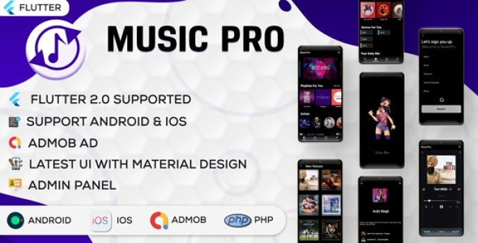 Flutter Music Player – Online MP3 (Songs) App With PHP Admin Panel