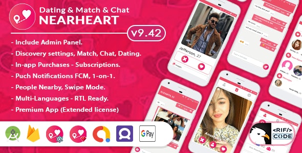Nearheart - Android Native Dating Tinder Clone App with Admin panel