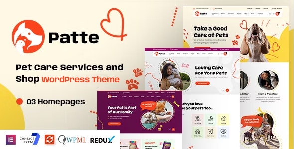 Patte - Pet Care  Pet Shop WordPress Theme