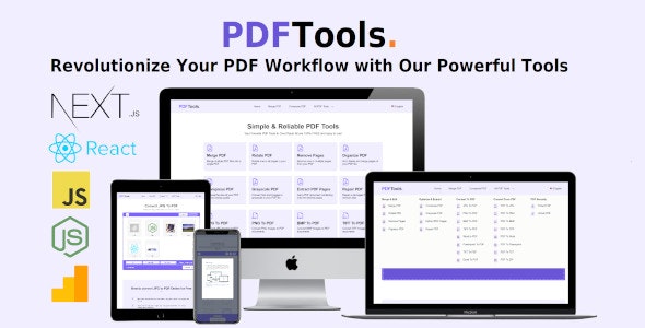 PDF Tools [All in one] - High Quality PDF Tools - Next.js React Web Application - SaaS