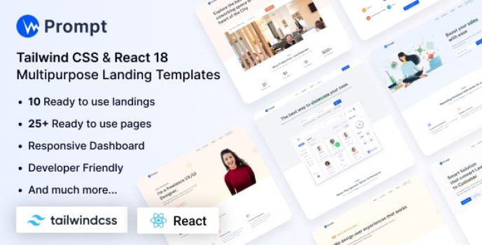 Prompt - Tailwind CSS React Multipurpose Landing Template - Nulled