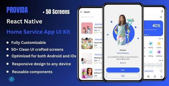 Provida - Home Service House Cleaning React Native Expo Ui Kit