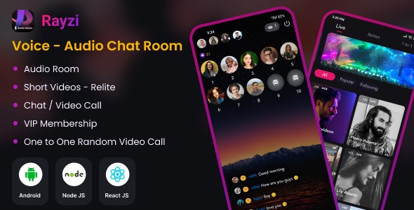 Rayzi - Voice Audio Chat Room App with Admin Panel