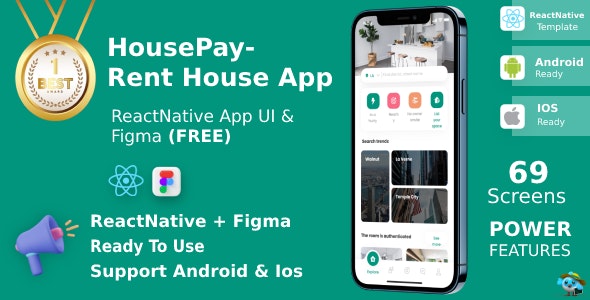 Item Renting App Rent Home App | UI Kit | React Native | Figma FREE | Life Time Update ...