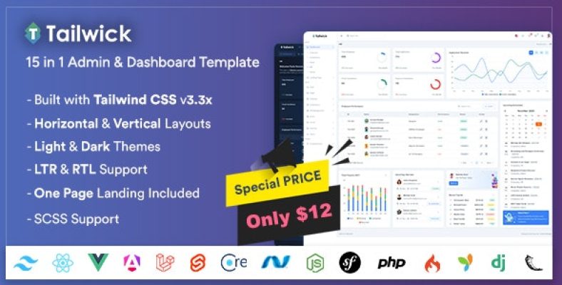 Tailwick - Tailwind CSS Admin Dashboard Template - Nulled