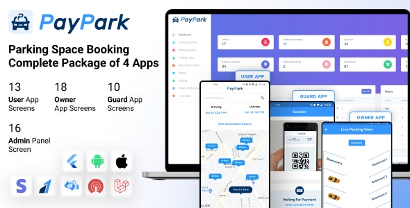 Ultimate Parking Management System with mobile apps | admin panel | Flutter | Pay Park