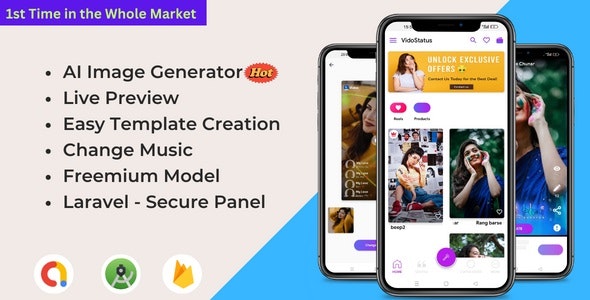 VidoStatus - AI Image Generator Video Status Maker, Status Saver, Quotes Creator, Admob Ads