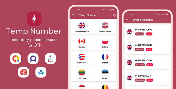 Temp Number - Temporary Phone Numbers App with AdMob Ads - Nulled