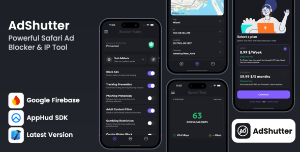 AdBlock, SpeedTest IP Tool iOS App - Nulled