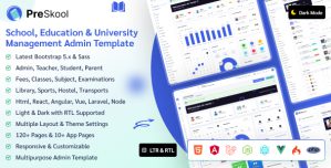 PreSkool – School Management  Education Admin Dashboard Template (Nextjs, Laravel, React, Vue)