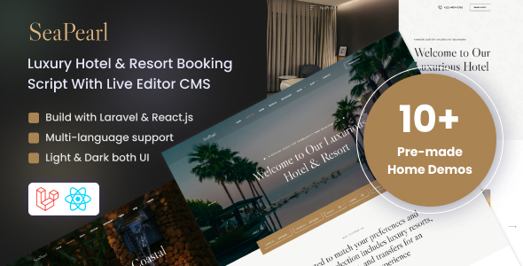 SeaPearl - Luxury Hotel  Resort Booking Script With Live Editor CMS