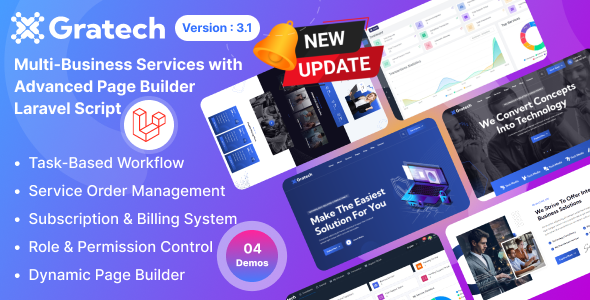Gratech - Multi-Business Services with Advanced Page Builder Workflow Tools