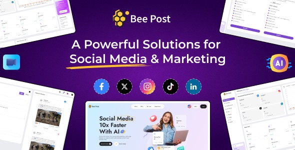 BeePost - AI Social Media Management  Content Creation SaaS with Subscription System