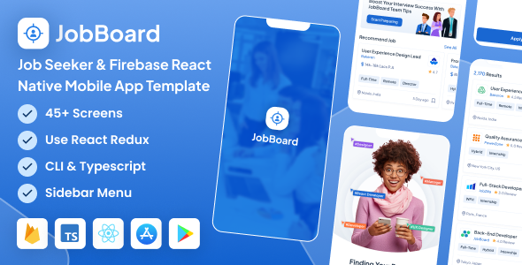 JobBoard - Job Seeker Firebase React Native CLI Mobile App Template ...